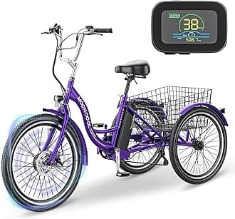 LILYPELLEElectric Tricycle for Adults, 350W 36V Electric Trike Motorized Three Wheel Electric Bicycle, 7 Speeds 3 Wheels 24" Adult Electric Tricycle with Large Basket