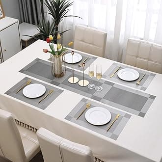 HOKIPO Polyvinyl Chloride Dining Mats with Runner (AR4208) Set of 4