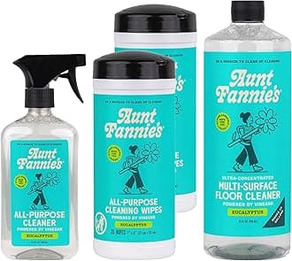 Aunt Fannie's Multi-Surface Vinegar Cleaning Kit: All Purpose Spray, Wipes, and Floor Cleaner (Eucalyptus, Cleaning Bundle)
