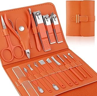 Leipple Manicure Set Professional Nail Clippers Pedicure Kit, 16 pcs Stainless Steel Nail Care Tools Grooming Kit with Luxurious Travel Leather Case for Thick Nails Toenails Women Men Gift (Orange)