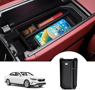 Center Console Organizer for 2024-2026 BMW 5 Series 520i 530i 530e 540i 550e Accessories Armrest Storage Box Secondary Insert Tray with Anti-Slip Mat