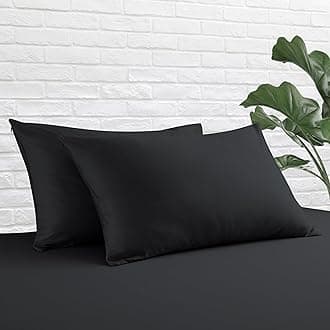 Queen Size Pillow Protector Set of 2, 100% Egyptian Cotton Pillow Cases with Zipper 400 Thread Count Sateen Weave Cotton Black Pillow Protector Queen Size Pillow Covers for Home/Hotel