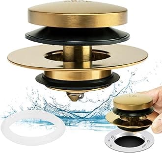 Artiwell Universal Tip Toe Bath Drain Stopper and Cover, Bathtub Drain Stopper, Replaces Lift and Turn, Tip-Toe and Trip Lever Drains for Tub, EZ Installation and Clearing (Brushed Gold)