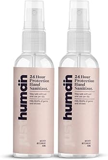 JustHuman 24 Hour Protection Hand Sanitizer Spray- 99.99% Effective Against Germs -70% Alcohol|Made With Usa Technology | Protective Bionic Shield | Skin Friendly And Safe For Kids (Pack Of 2, 50 Ml)
