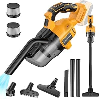 Cordless Vacuum for Dewalt 20V Battery, Portable Handheld Vacuum Cleaner with 2 HEPA Filter, 4 Multi Nozzle, Power Shop Vacuum for Home, Car, Floor, Carpet (Battery Not Included)