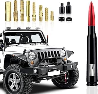 1 Pack Car Bullet Antenna, for GM Chevy Silverado 1500 2500 3500 HD Avalanche GMC Sierra 1500 2500 3500 Denali Heavy Duty Pickup Trucks Accessories, American Flag (Red)