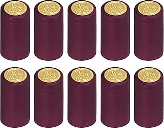uxcell 100Pcs PVC Heat Shrink Capsules Wine Bottle Capsules Shrink Cap Wrap Shrink Top Cover for Wine Cellars and Home Kitchen, Purple 30x60mm, 1.18 x 2.36 Inch, Purple/Red