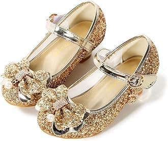 BFOEL Girls Dress Shoes Adorable Sparkle Mary Jane Flats for Wedding Party