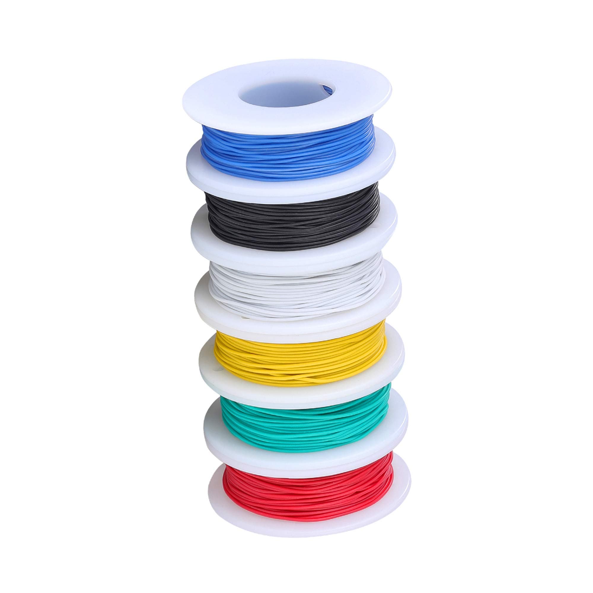 28 AWG Solid Wire Kit - 6 Different Colored 50 Feet Spools, 28 Gauge Jumper Wire - Hook Up Kit