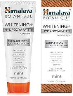 Himalaya Botanique Whitening + Extra Strength Hydroxyapatite Toothpaste - 10% Nano Hydroxyapatite to Support Remineralization & Restore Enamel to Strengthen Teeth - Vegan, Mint Flavor, 3 oz