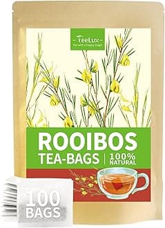 TeeLux Rooibos Tea Bags 100 Count, Vegan, Pure Natural Rooibos Tea, Rich in Antioxidants, Caffeine Free Herbal Tea, Biodegradable Tea Bags