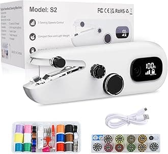 Sewing Machine with LED Display, Handheld Sewing Machine for Beginners, 3 Speed Adjustment Electric Mini Sewing Machine, Easy to Use and Fast Stitch Suitable for Clothes,Fabrics, DIY Home Travel