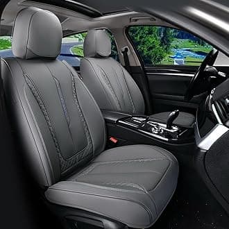 Coverado Car Seat Cover Front Seat, Gray Seat Covers Front Seats, Nappa Leather Waterproof, Car Seat Cushion, Car Seat Protector Universal Fit Most Cars