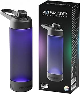 Aquaminder Smart Water Bottle Glows & Beeps to Remind You to Drink More 770 ml Chug Cap Bottle For Adults and Kids Perfect For Gift, Travel, Gym, Yoga, Black, Silicone