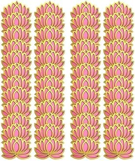 60 Pc Pink Golden Lotus 4 Inch Wooden Double MDF Cutout DIY Rangoli Kit for Diwali Ganesh Chaturthi Pooja Home Wall Decor Temple Wedding Stage Decoration