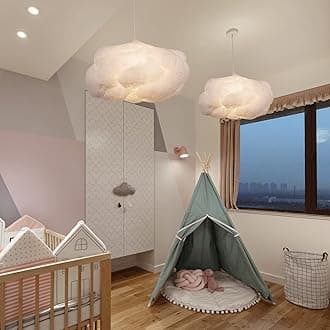 - Arturesthome 1-Light Cloud Pendant Lighting,Modern Fluffy Cotton Chandelier Ceiling Light Fixture for Children Girls Kids Living Room White-13.75in