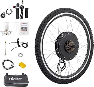 PEXMOR Electric Bike Conversion Kit, 48V 1200W 26" Wheel E-Bike Hub Motor Kit, Upgrade 3 Mode Controller w/PAS/Twist Throttle with Battery Indicator Ebike Bicycle Wheel Kit