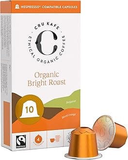 Bright Roast USDA Organic Espresso Coffee Capsules (10 Pods) Fairtrade Coffee Pods Compatible with Nespresso Original Line and Pixie Machines