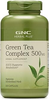 GNC Herbal Plus Green Tea Complex 500mg, 200 Vegetarian Capsules, Supports Metabolism