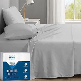 Degrees of Comfort Coolmax® Cooling Bed Sheets Queen Size for Hot Sleepers, Moisture Wicking Sheet Set for Night Sweats, Deep Pocket, Ultra Soft, Cozy for All Seasons, Light Grey 4 Pieces
