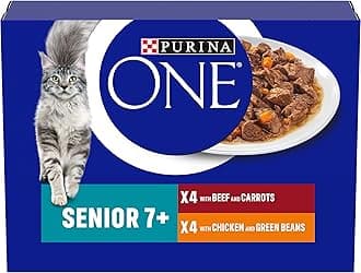 PURINA ONE Senior 7+ Mini Fillets Chicken and Beef Wet Cat Food 8x85g (Pack of 5)