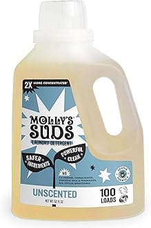 Molly's Suds Liquid Laundry Detergent | Clean Laundry Detergent Soap for Sensitive Skin | 2x Concentrated, High Efficiency (HE) | Unscented - 100 Loads