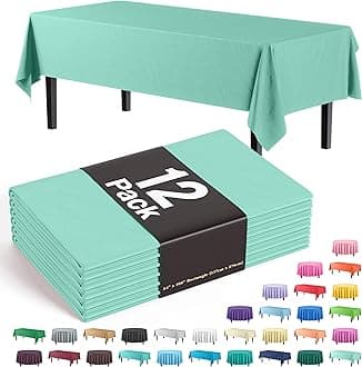 12-Pack Premium Plastic Tablecloth 54in. x 108in. Rectangle Table Cover - Light Mint