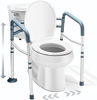 Medical king Toilet Safety Rail - Adjustable Detachable Toilet Safety Frame with Handles Heavy-Duty Toilet Safety Rails Stand Alone - Toilet Safety Rails for Elderly, Handicapped - Fits Most Toilets