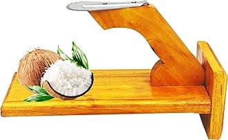 Wooden Table Top Coconut Scraper Chirava Grater Thengai Thuruvi Stainless Steel Neck