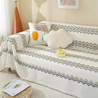 FANSU Throw for Sofa Large 1/2/3/4 Seater, Soft Beige Bohemia Throw Blanket Sofa Reversible Versatile Throw Decorative Blanket for Chair Settees Couch Sofa Bed (Geometry,3 Seat(180x300cm)
