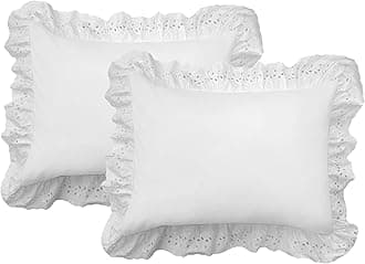 Fresh Ideas Eyelet Shams Set, 2-Pack, Polyester, White, 36" x 20" (Pack of 2)