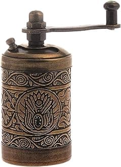 LaModaHome Copper Manual Hand Grinder Mill for Turkish Greek Arabic Coffee Beans & Spice Pepper Salt, Brass
