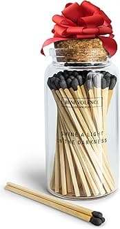 Benevolence LA Decorative Wooden Match in Glass Jar with Striker | 4" Color Safety Match | Long Match to Light Up Candles | Home & Bathroom Decorative Pharmacy Jars - Midnight Black