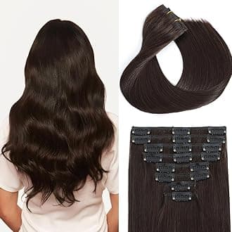 Clip in Hair Extensions Real Human Hair 24 Inch Dark Brown Double Weft Seamless Invisible Natural Straight Clip in Hair Extensions Human Hair for Women 8pcs 90g (#2 Dark Brown, 24 Inch)