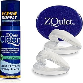 Anti-Snoring Mouthpiece (Blue) + Cleaner (1.5oz Bottle), Starter Pack with 2 Sizes, Made in USA, BPA-Free, Medical-Grade Material, CLEAR