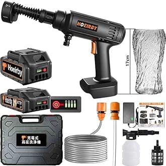 Cordless Rechargeable Pressure Washer 8MPa [New Release in 2025 Ultralight 588g Car Wash Shop Approved] High-Pressure Car Washer with Remaining Amount Display PSE Certified Battery 2pcs