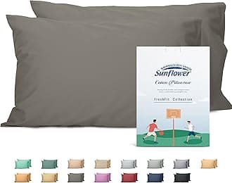 Sunflower King Pillowcases Set of 2, 100% Cotton King Size Pillow Cases 2, 20×40 inches Taupe Gray, Soft and Breathable
