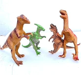 De-Lite 2025 Action Figures Soft Touch Vinyl Plastic Collectible Model Toys… (Dino World, 4 Pieces Set B, 12cm Size)