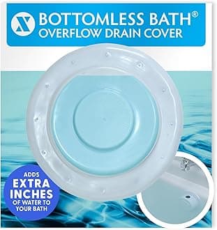 Bottomless Bath, Essential Overflow Drain Cover for Bathtub, Best Bath Accessories for Women, Adds Inches of Water to Your Tub for Deeper Soak, 4" Diameter, White