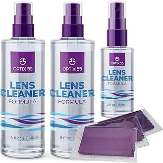 (6 Piece Set) - Lens Cleaner Spray Kit - Alcohol & Ammonia Free (2) 240ml + (1) 60ml Eye Glasses Cleaner Spray Bottles + (3) Microfiber Cleaning Cloths Safe for Eyeglasses, Lenses & Screens Streak-...