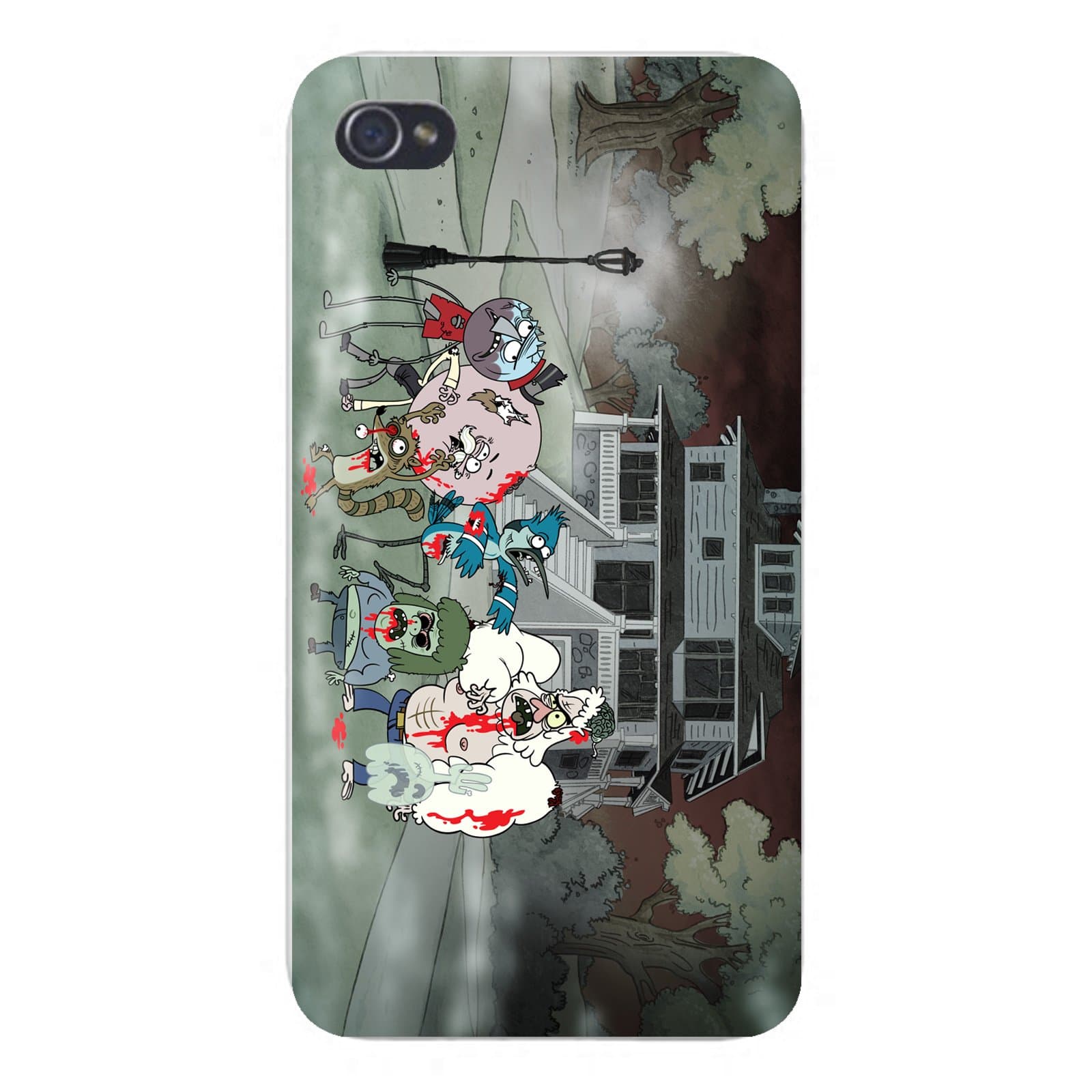 Apple iPhone Custom Case 4 4S White Plastic Snap On - "Regular Zombies" Funny Cartoon Show Parody