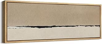 MUDECOR Large Framed Canvas Print Wall Art Minimalist Beige and Black Abstract Horizon Retro Fine Art Illustrations Decorative Colorful Multicolor for Bedroom - 60"x20"
