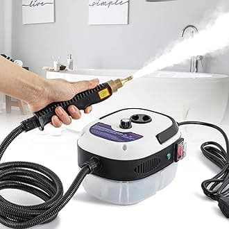 Moongiantgo High Pressure Steam Cleaner, 2500W Portable High Temp Bathroom Power Steamer Cleaning Machine Steam Humidity Adjustable For Home Use Kitchen Grease Car Detailing (110V, White)