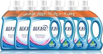 Laundry Detergent, 12kg, Blue Moon Natural Fragrance Deep Clean – 6 Bottles, High-Efficiency Stain Removal, Mildew Odor Elimination, and Antibacterial