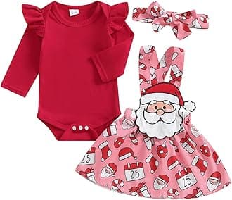 Christmas Baby Girl Outfit Newborn Cute Elk Fly Sleeve Romper Overall Dress Infant Girls Fall Winter Skirt Set