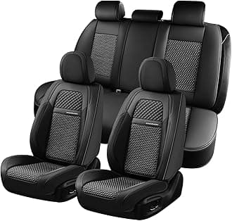 Coverado Car Seat Covers Full Set, Nappa Leather Black Seat Covers for Cars, Waterproof Car Seat Protector, Front and Back Seats Universal Fit for Most Vehicles