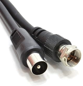 kenable Coaxial Satellite to TV Aerial Cable F type Plug to RF Fly Lead RG59 0.5m Black [0.5 metres]