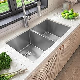 Goonj 304 Grade Stainless Steel Handmade Double Bowl Kitchen Sink With Fruit Tray, Waste Pipe And Waste Coupling (37X18X10 Inch) - Silver