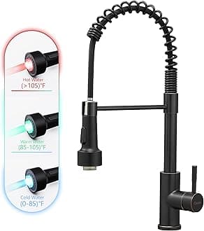 Oil Rubbed Bronze Kitchen Faucet with Pull Down Sprayer Single Hole LED Sink Faucet, Suitable for Farmhouses, RV, Laundry Room, Outdoor, and Campers. Llave para fregadero de cocina