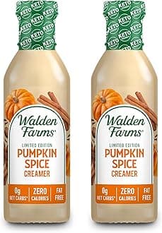 Walden Farms Limited Edition Pumpkin Spice Creamer 12 oz Bottle (2 Pack) - Vegan, Paleo & Keto Friendly, Non-Dairy Milk Substitute, 0g Net Carbs - For Coffee, Tea, Smoothies, Shakes, Desserts and More